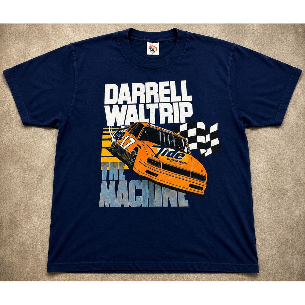 Vintage Darrell Waltrip NASCAR T Shirt Mens L Tide #17 Racing USA Made Cal Cru